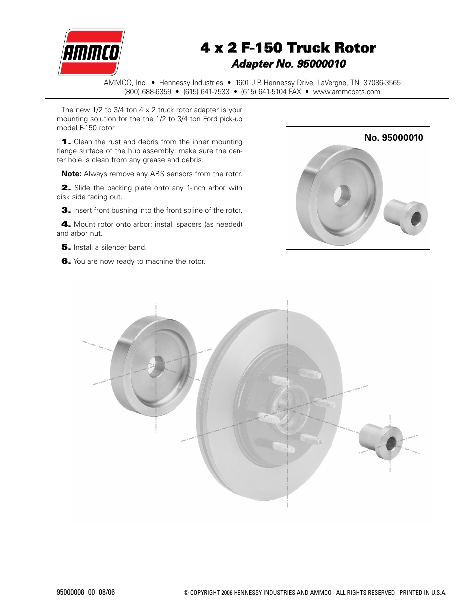 AMMCO 95000010 4x2 F-150 Truck Rotor User Manual | 1 page