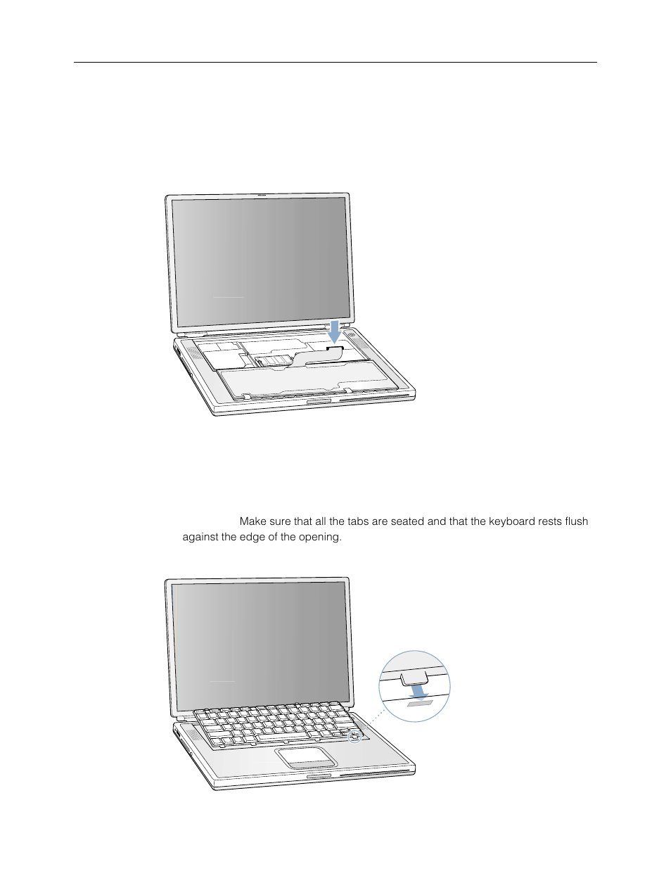 Installing the replacement keyboard | Apple PowerBook G4 (Keyboard Replacement) User Manual | Page 5 / 7