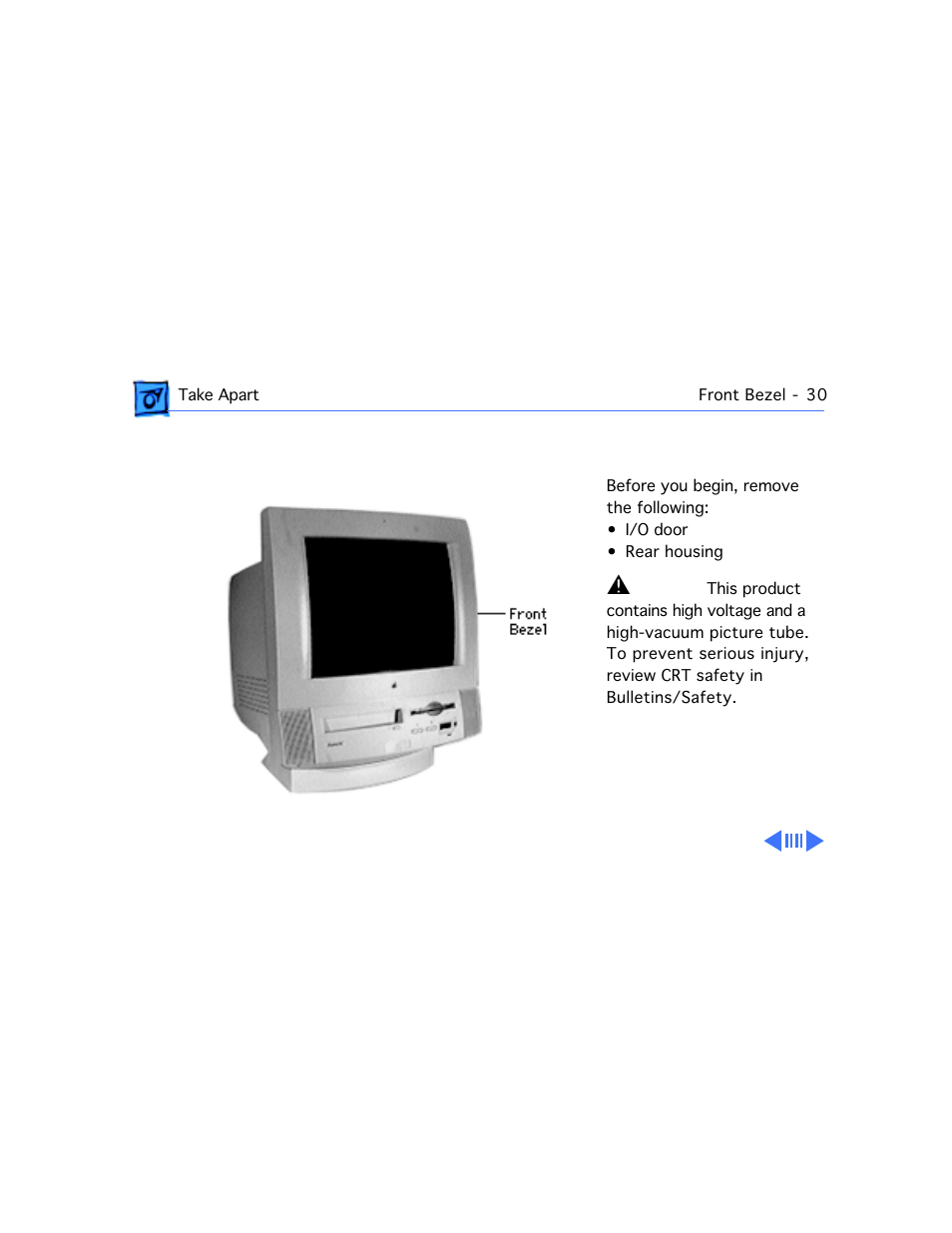 Front bezel | Apple Mac 5260/100 User Manual | Page 104 / 216