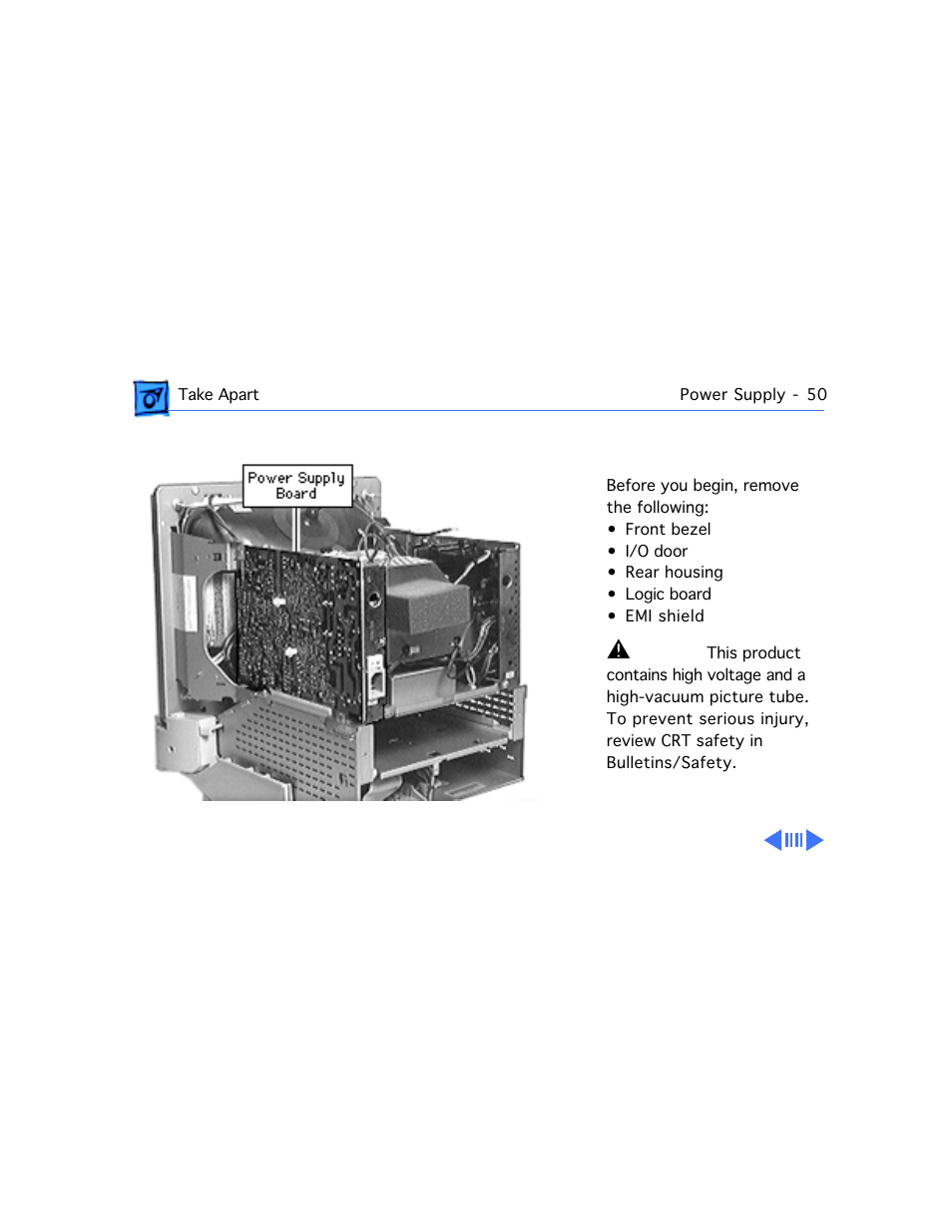 Power supply | Apple Mac 5260/100 User Manual | Page 124 / 216