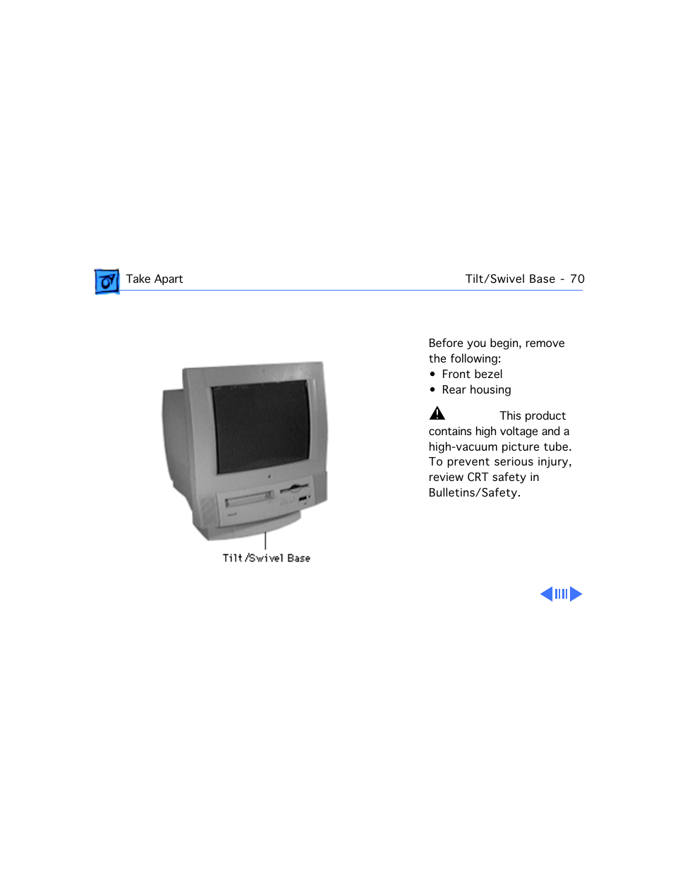 Tilt/swivel base | Apple Mac 5260/100 User Manual | Page 144 / 216