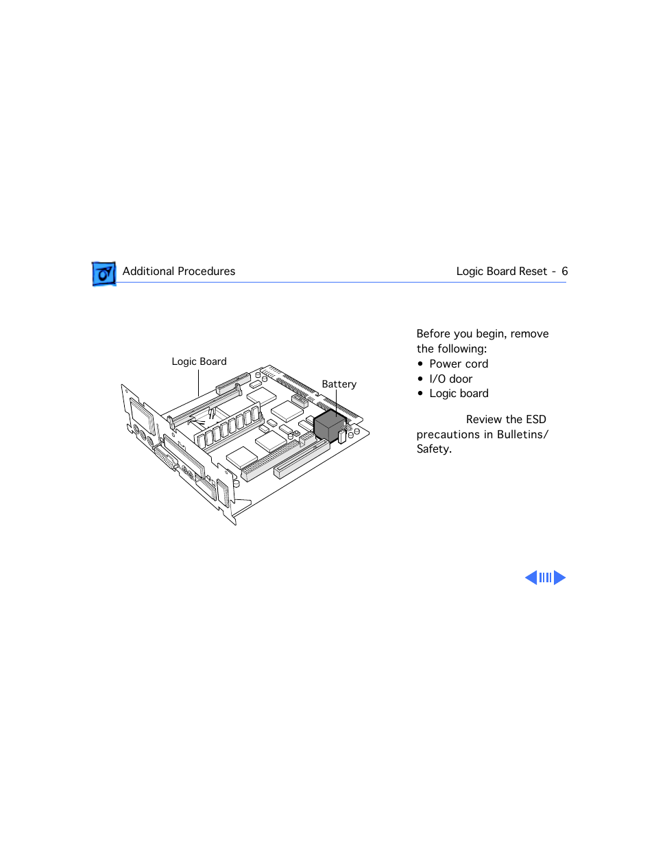 Logic board reset | Apple Mac 5260/100 User Manual | Page 179 / 216