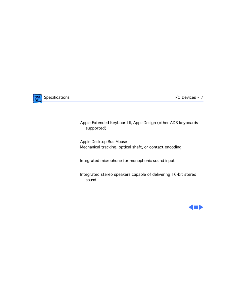 I/o devices, Keyboard, Mouse | Microphone, Speaker | Apple Mac 5260/100 User Manual | Page 34 / 216