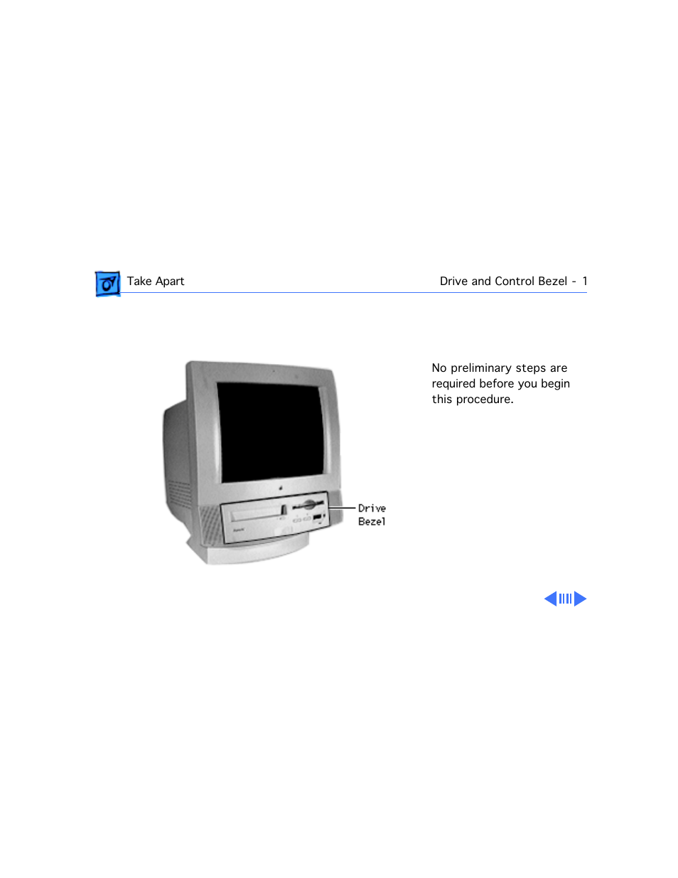 Drive and control bezel | Apple Mac 5260/100 User Manual | Page 75 / 216