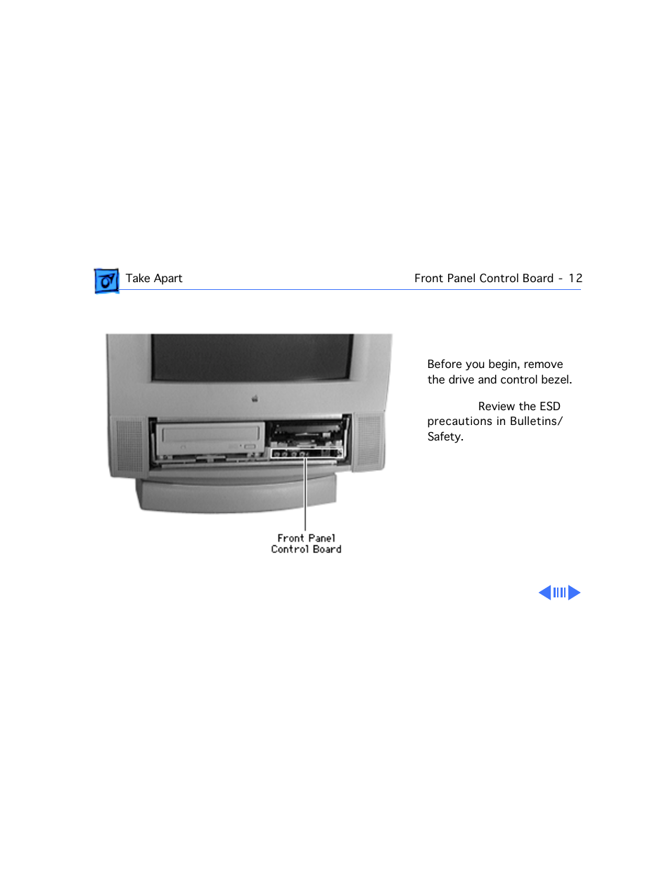 Front panel control board | Apple Mac 5260/100 User Manual | Page 86 / 216