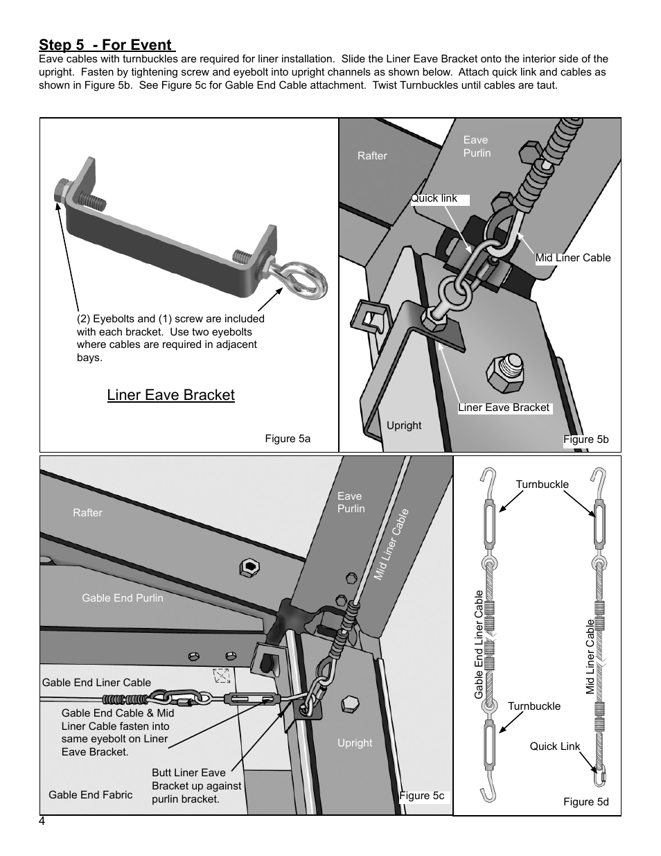 Step 5 - for event, Liner eave bracket | Anchor EVENT AND VENUE LINER User Manual | Page 4 / 8