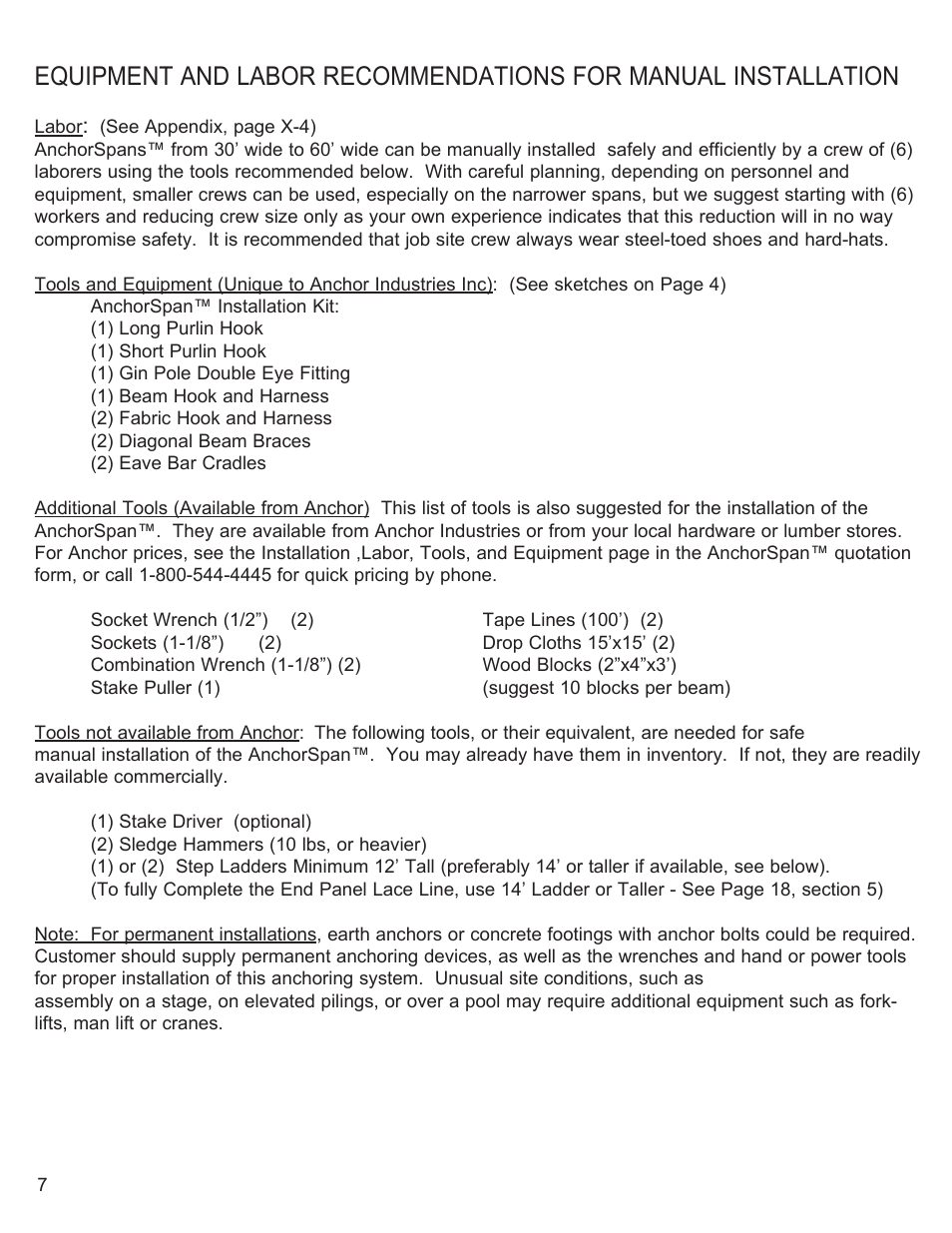 Anchor ANCHORSPAN AA 30FT-60FT User Manual | Page 10 / 38