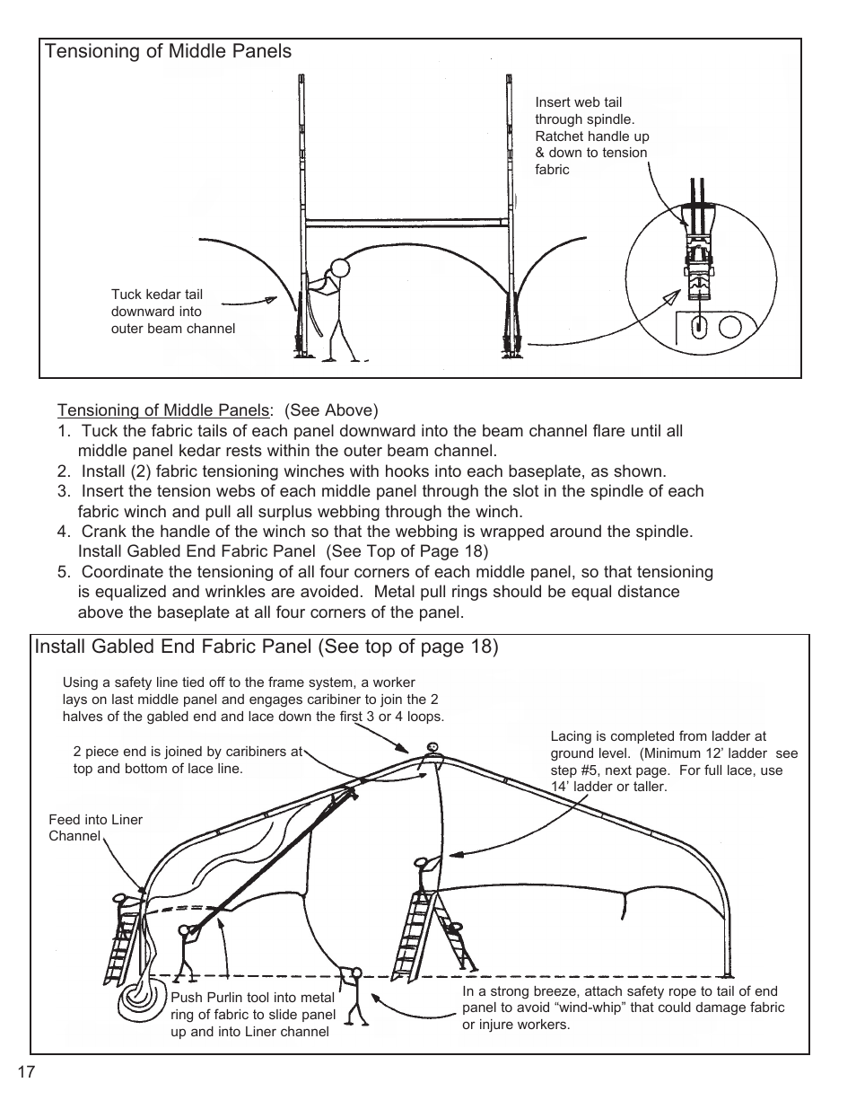 Tensioning of middle panels | Anchor ANCHORSPAN AA 30FT-60FT User Manual | Page 20 / 38