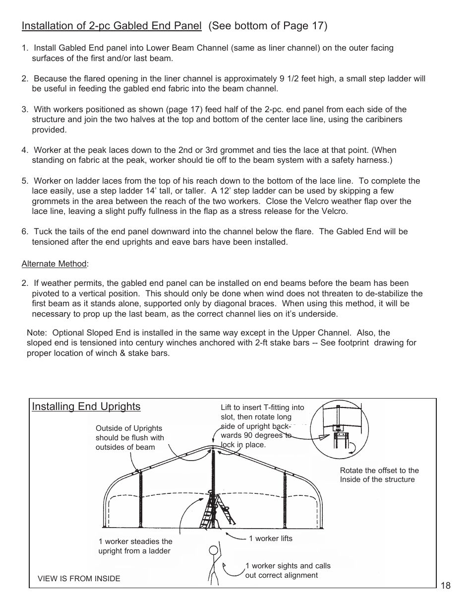 Installing end uprights | Anchor ANCHORSPAN AA 30FT-60FT User Manual | Page 21 / 38