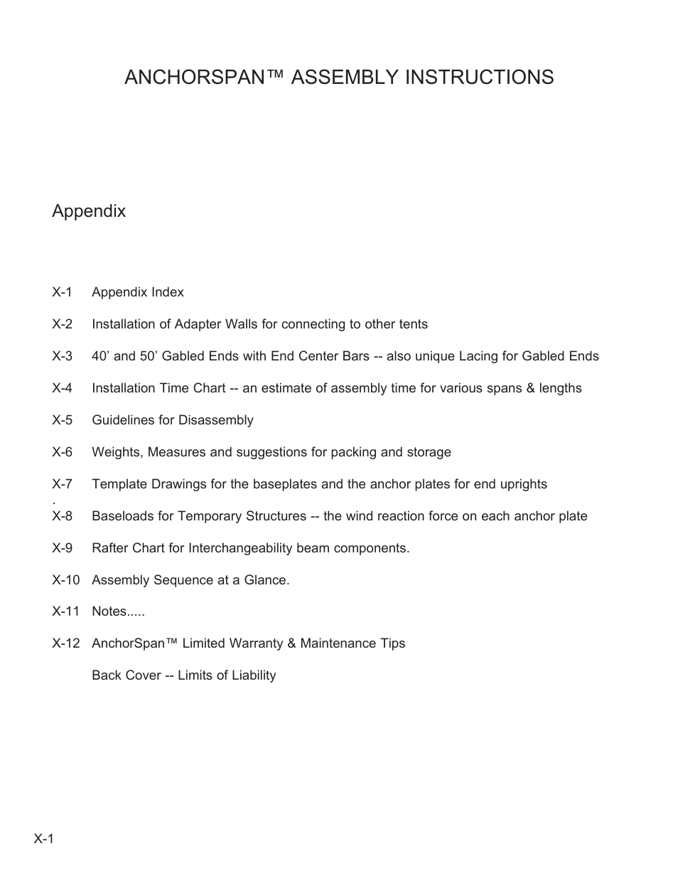 Anchorspan™ assembly instructions, Appendix | Anchor ANCHORSPAN AA 30FT-60FT User Manual | Page 26 / 38