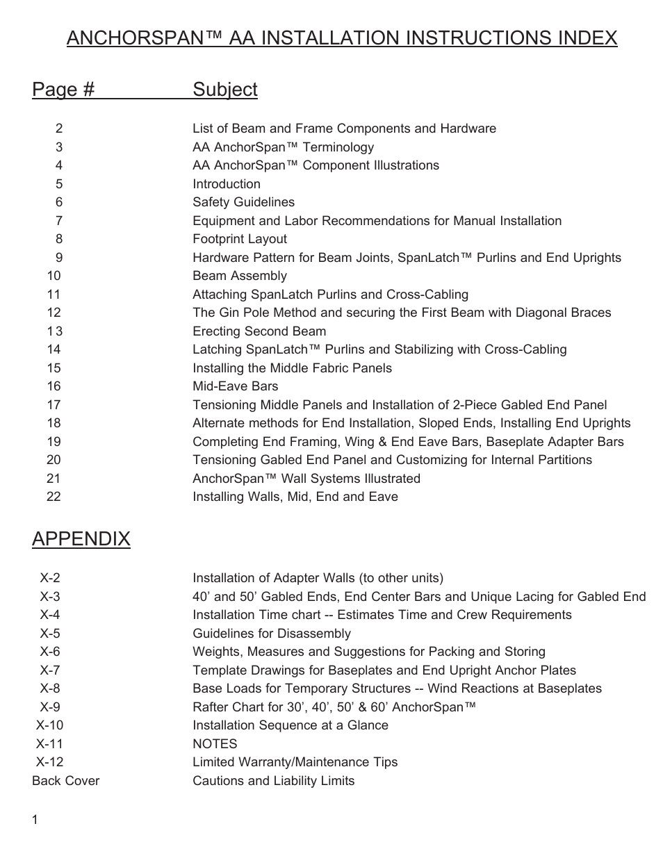 Appendix | Anchor ANCHORSPAN AA 30FT-60FT User Manual | Page 4 / 38