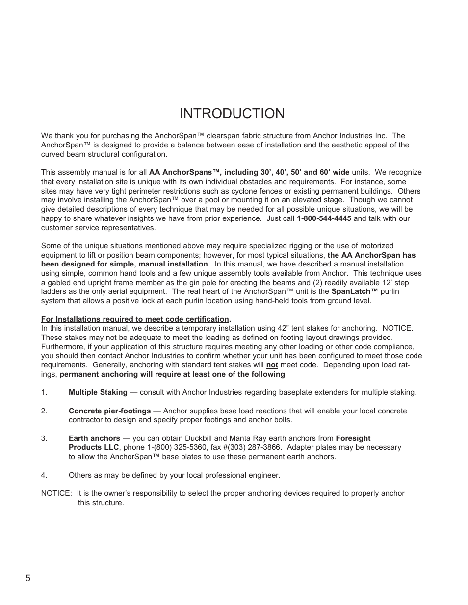 Introduction | Anchor ANCHORSPAN AA 30FT-60FT User Manual | Page 8 / 38