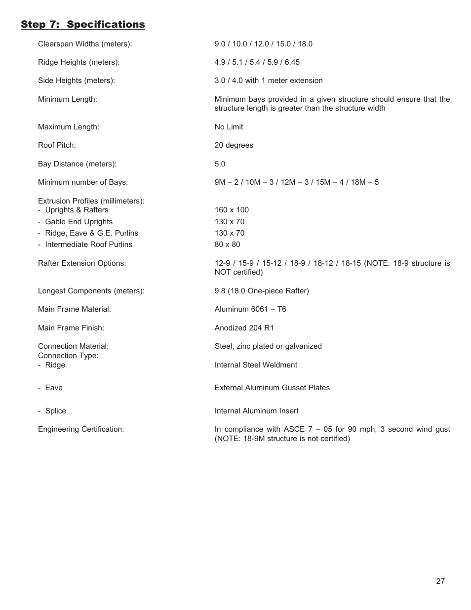 Step 7: specifications | Anchor VENUE SERIES - PROFILE SIZE: 160MM X 100MM User Manual | Page 27 / 28