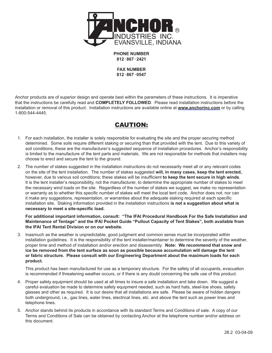 Evansville, indiana, Caution | Anchor VENUE SERIES - PROFILE SIZE: 160MM X 100MM User Manual | Page 28 / 28