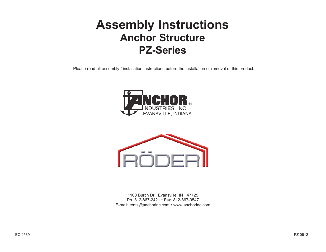 Anchor PZ (PARTY) SERIES - PROFILE SIZE: 94MM X 48MM User Manual | 27 pages