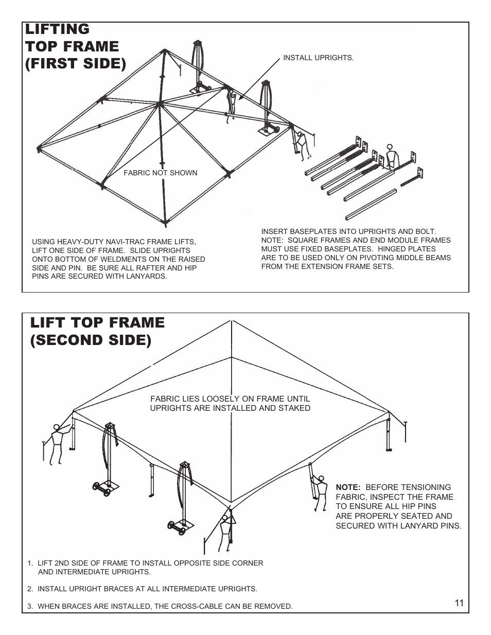 Lifting top frame (first side), Lift top frame (second side) | Anchor NAVI-TRAC 30 WIDE HIP-END User Manual | Page 11 / 21