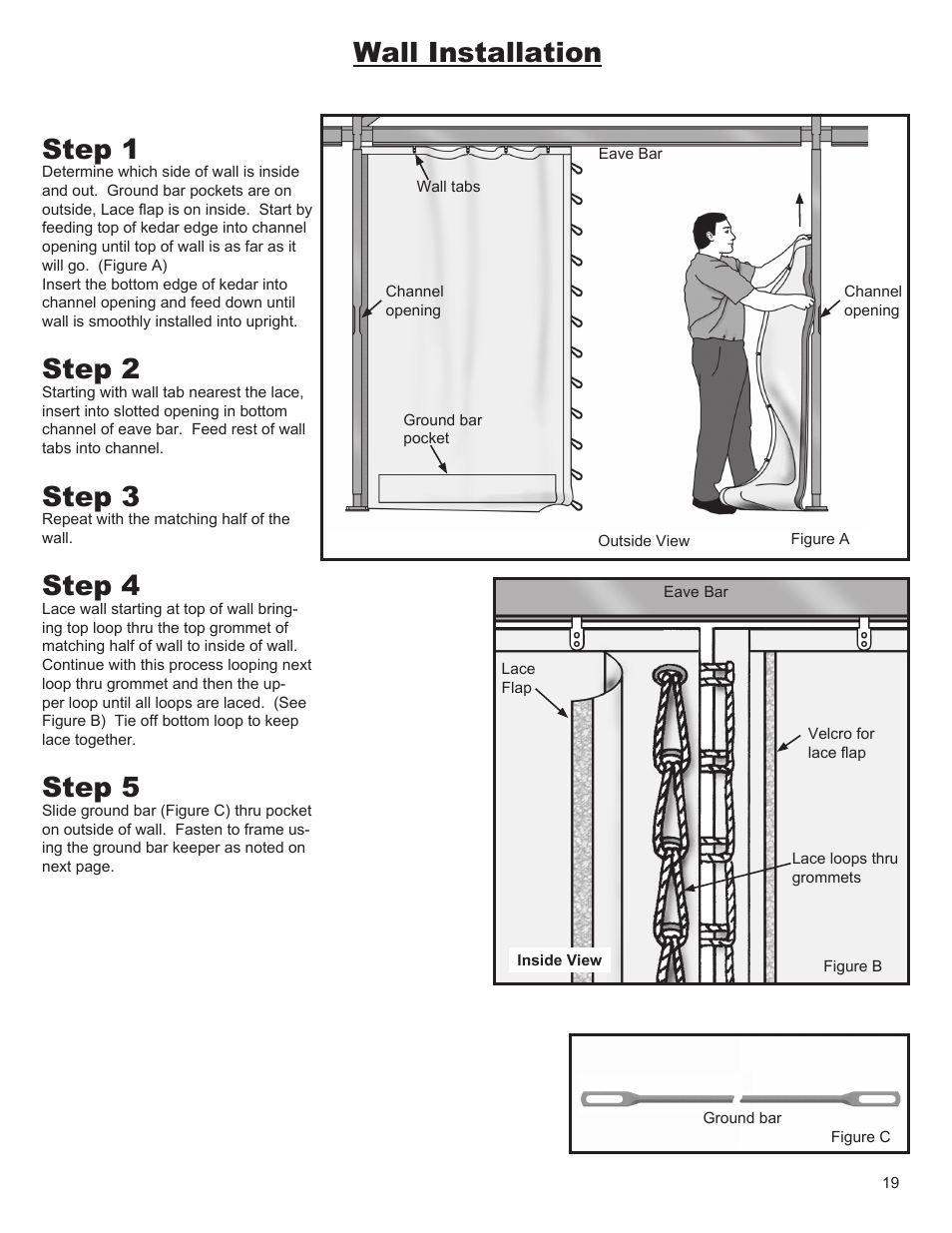 Wall installation step 1, Step 2, Step 3 | Step 4, Step 5 | Anchor NAVI-TRAC 30 WIDE HIP-END User Manual | Page 19 / 21