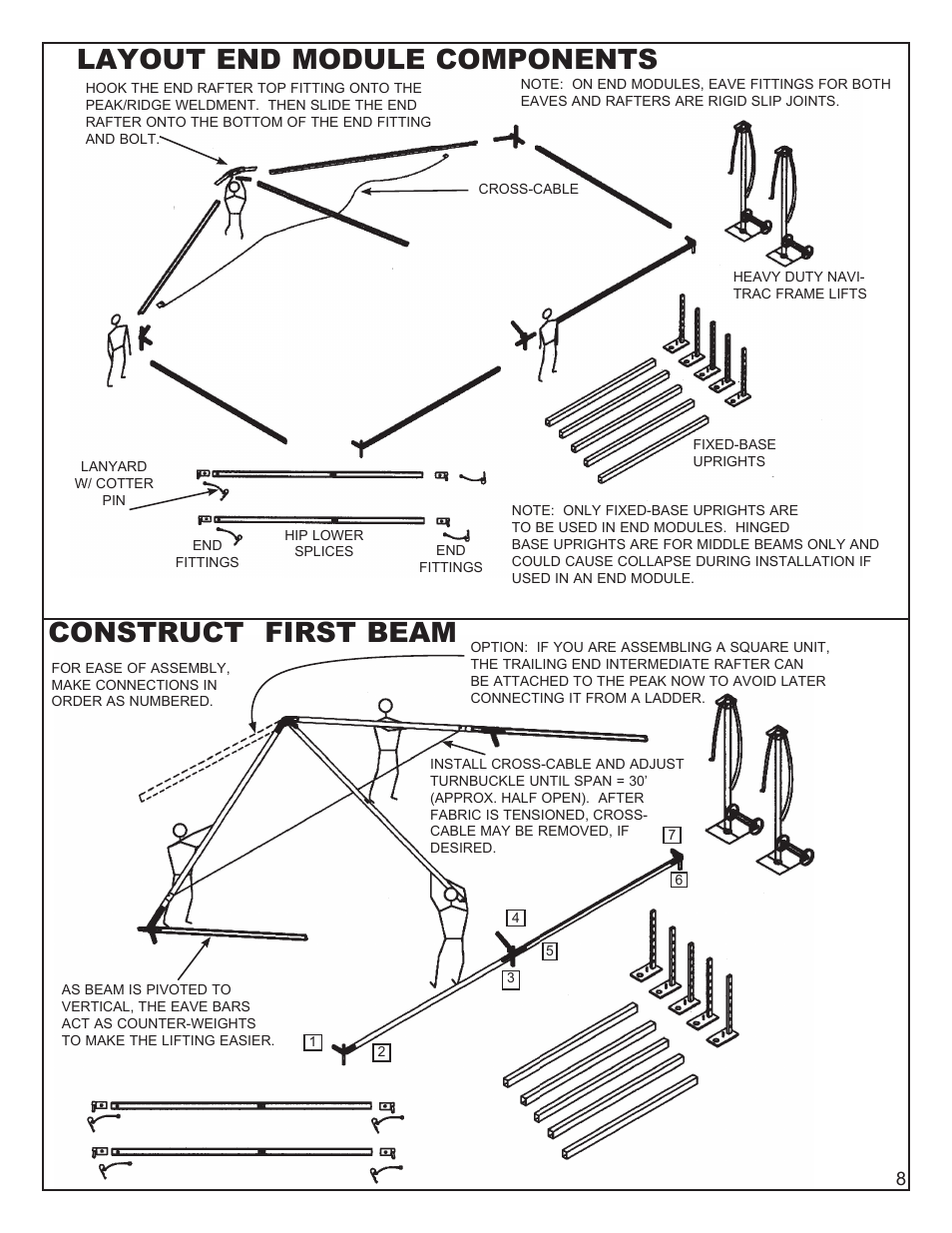 Layout end module components construct first beam | Anchor NAVI-TRAC 30 WIDE HIP-END User Manual | Page 8 / 21