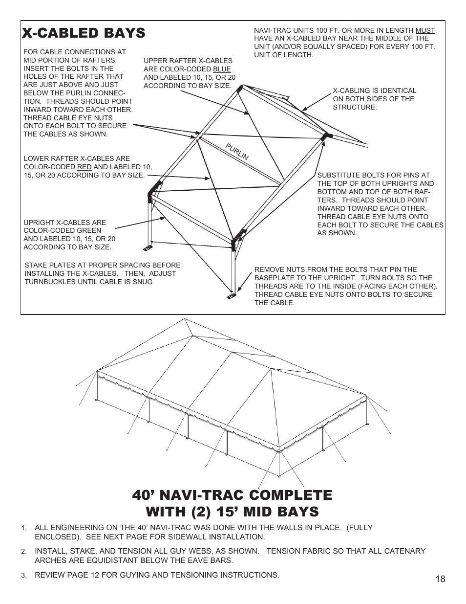 X-cabled bays | Anchor NAVI-TRAC 40 WIDE HIP-END User Manual | Page 18 / 21