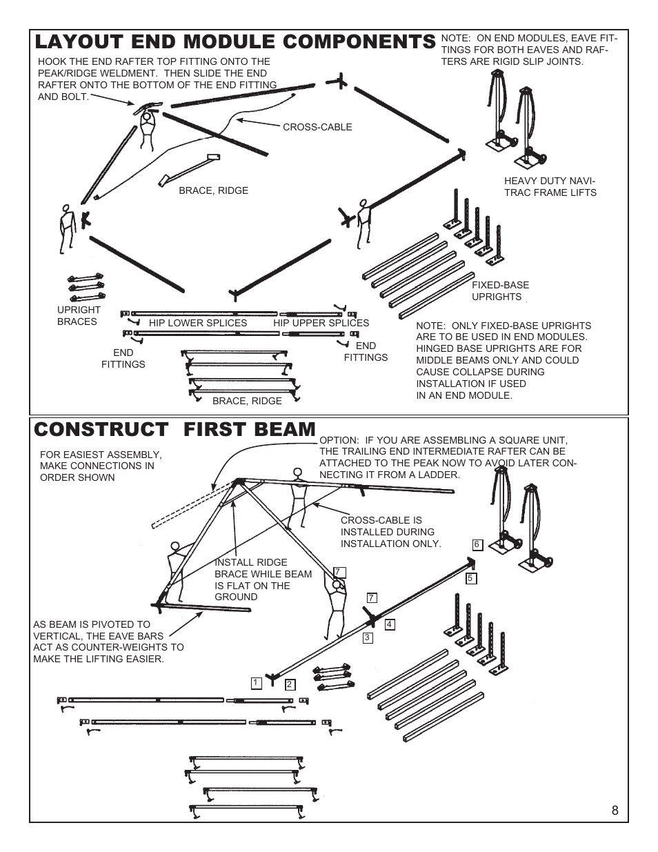 Layout end module components construct first beam | Anchor NAVI-TRAC 40 WIDE HIP-END User Manual | Page 8 / 21