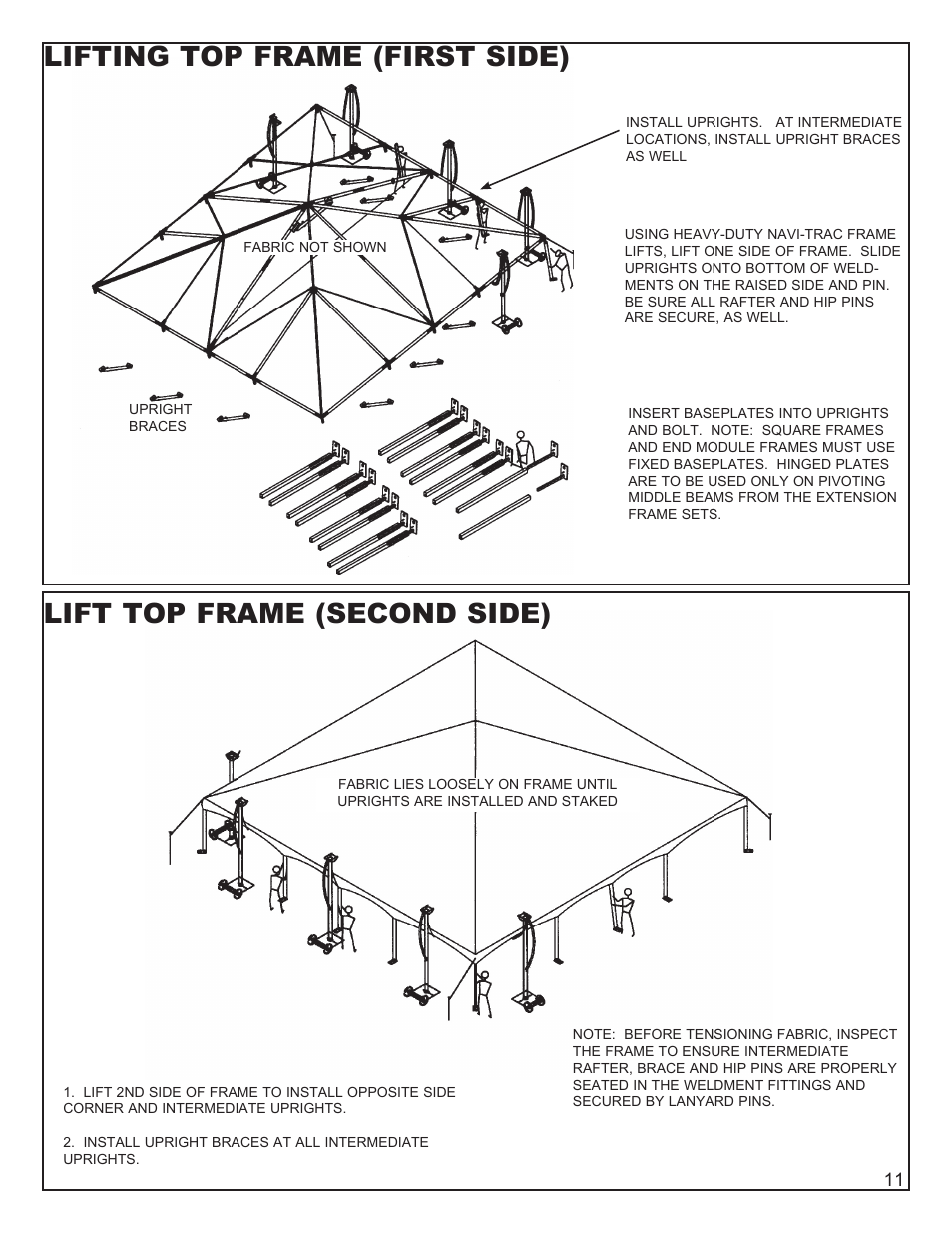 Lifting top frame (first side), Lift top frame (second side) | Anchor NAVI-TRAC 50 WIDE HIP-END User Manual | Page 11 / 21