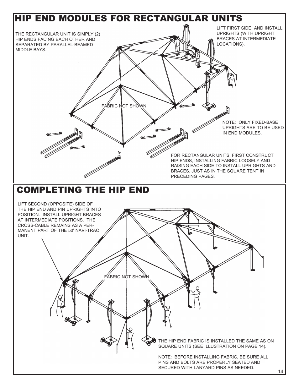 Hip end modules for rectangular units, Completing the hip end | Anchor NAVI-TRAC 50 WIDE HIP-END User Manual | Page 14 / 21