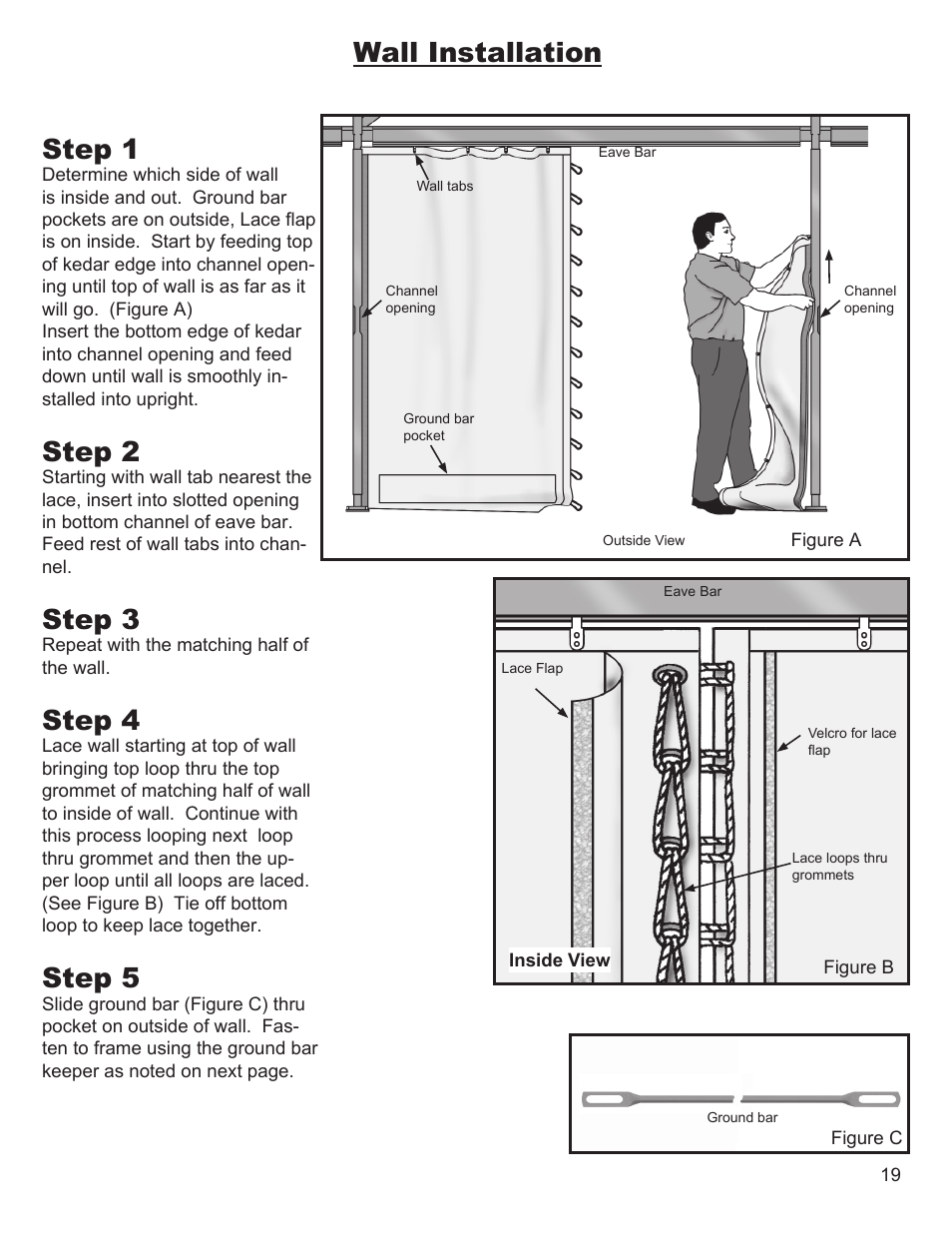 Wall installation step 1, Step 2, Step 3 | Step 4, Step 5 | Anchor NAVI-TRAC 50 WIDE HIP-END User Manual | Page 19 / 21