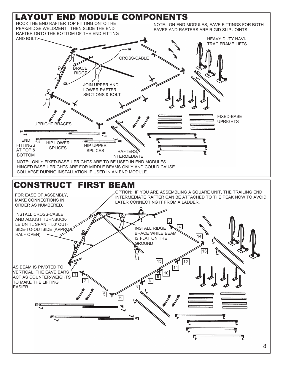 Layout end module components construct first beam | Anchor NAVI-TRAC 50 WIDE HIP-END User Manual | Page 8 / 21
