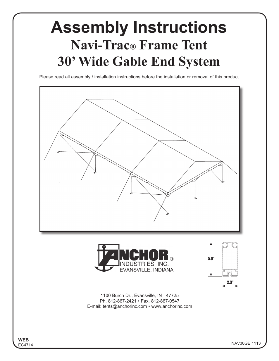 Anchor NAVI-TRAC 30 WIDE GABLE-END User Manual | 21 pages