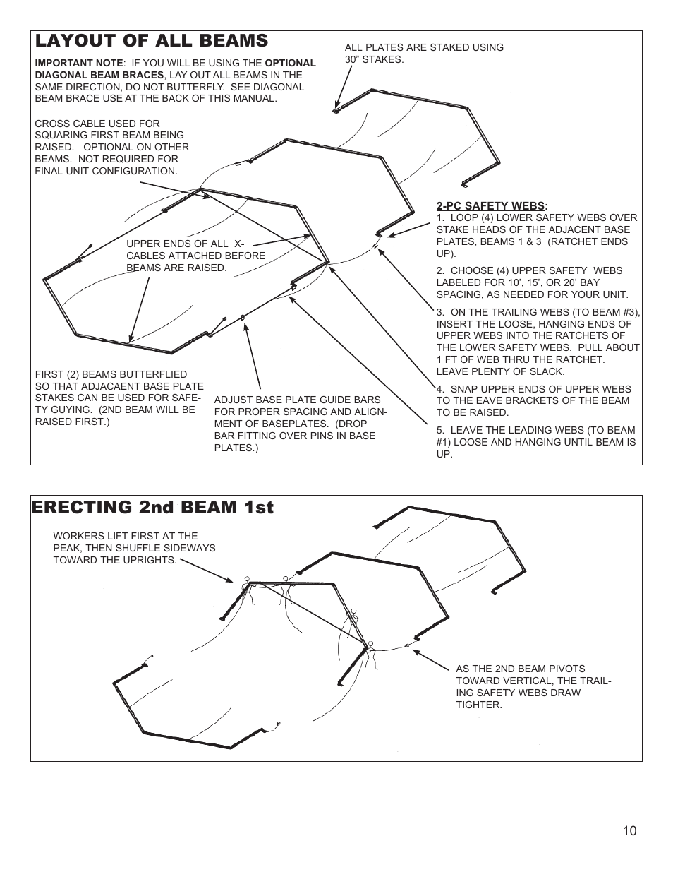 Layout of all beams, Erecting 2nd beam 1st | Anchor NAVI-TRAC 30 WIDE GABLE-END User Manual | Page 10 / 21
