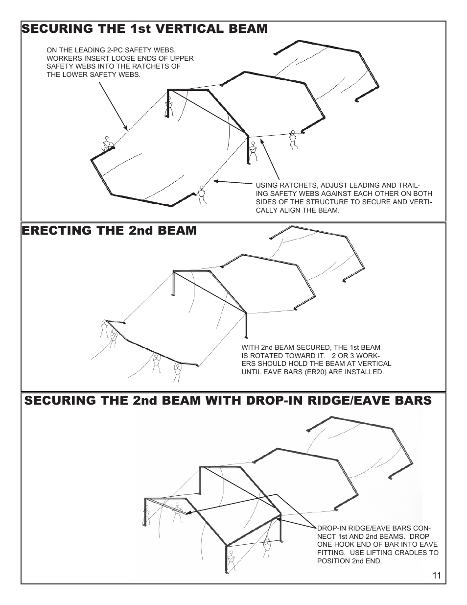 Securing the 2nd beam with drop-in ridge/eave bars | Anchor NAVI-TRAC 30 WIDE GABLE-END User Manual | Page 11 / 21
