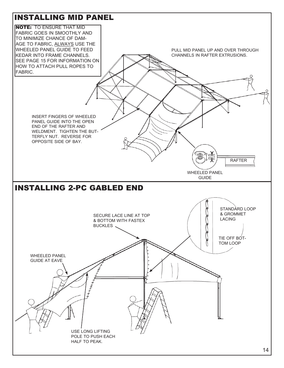 Installing mid panel, Installing 2-pc gabled end | Anchor NAVI-TRAC 30 WIDE GABLE-END User Manual | Page 14 / 21