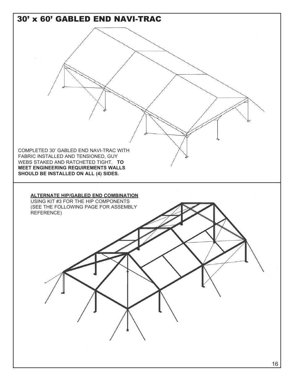 30’ x 60’ gabled end navi-trac | Anchor NAVI-TRAC 30 WIDE GABLE-END User Manual | Page 16 / 21