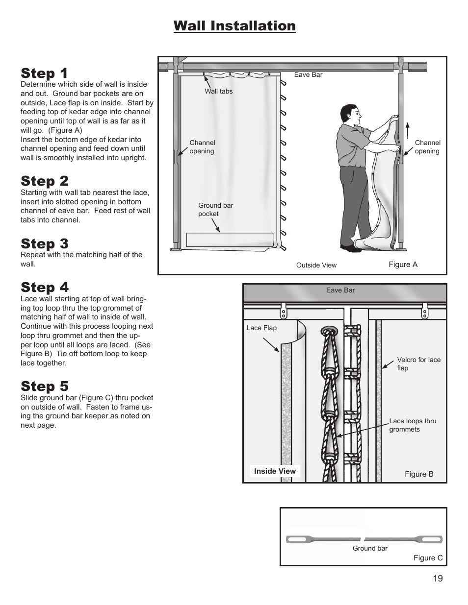Wall installation step 1, Step 2, Step 3 | Step 4, Step 5 | Anchor NAVI-TRAC 30 WIDE GABLE-END User Manual | Page 19 / 21