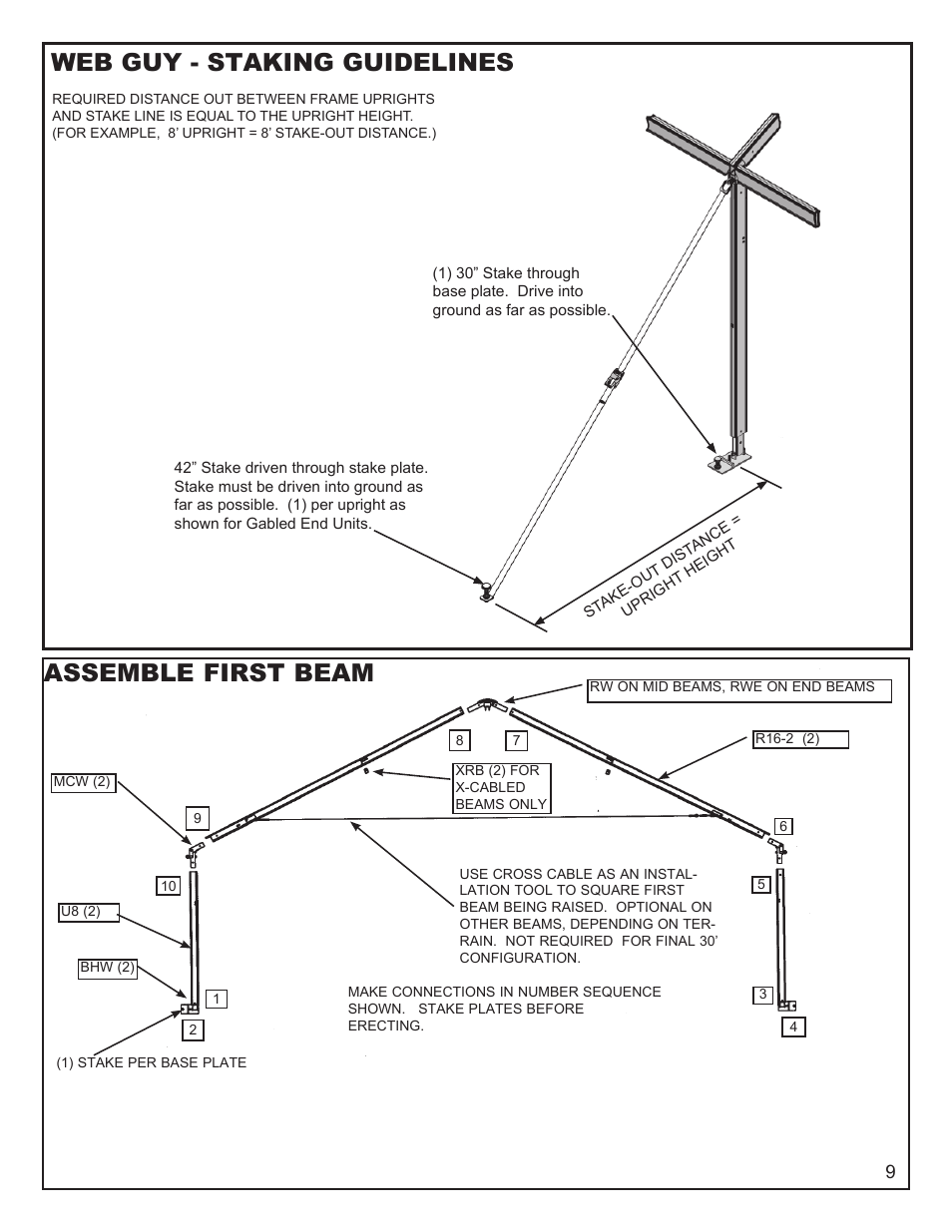 Web guy - staking guidelines, Assemble first beam | Anchor NAVI-TRAC 30 WIDE GABLE-END User Manual | Page 9 / 21