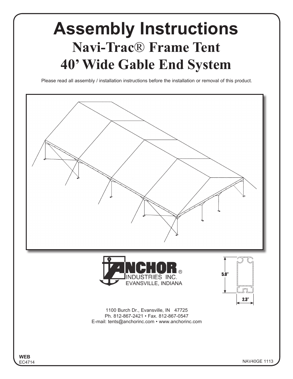 Anchor NAVI-TRAC 40 WIDE GABLE-END User Manual | 21 pages