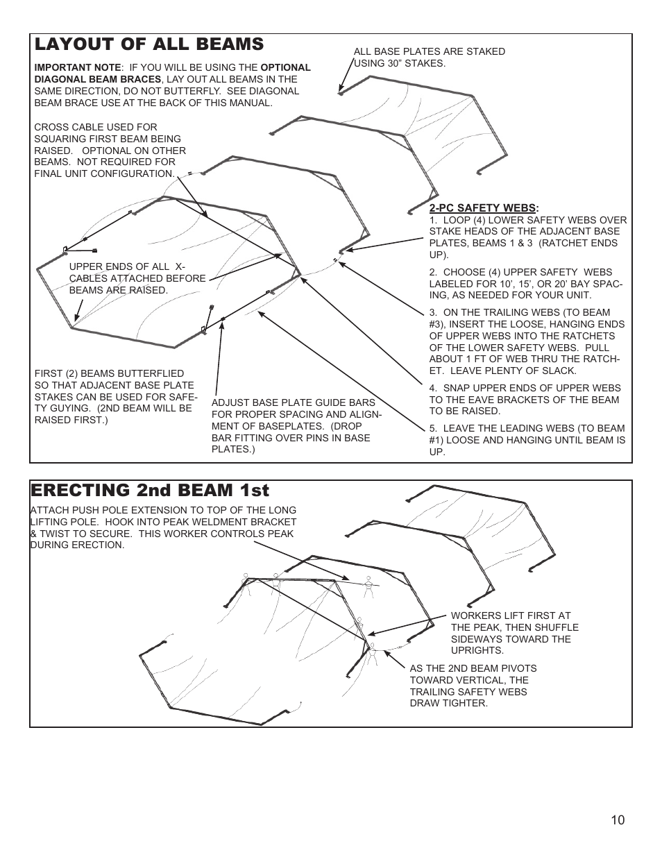 Layout of all beams, Erecting 2nd beam 1st | Anchor NAVI-TRAC 40 WIDE GABLE-END User Manual | Page 10 / 21
