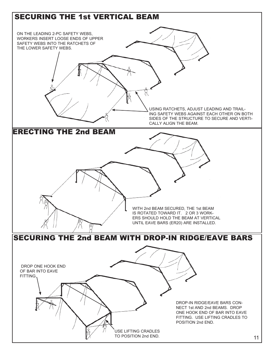 Securing the 2nd beam with drop-in ridge/eave bars | Anchor NAVI-TRAC 40 WIDE GABLE-END User Manual | Page 11 / 21