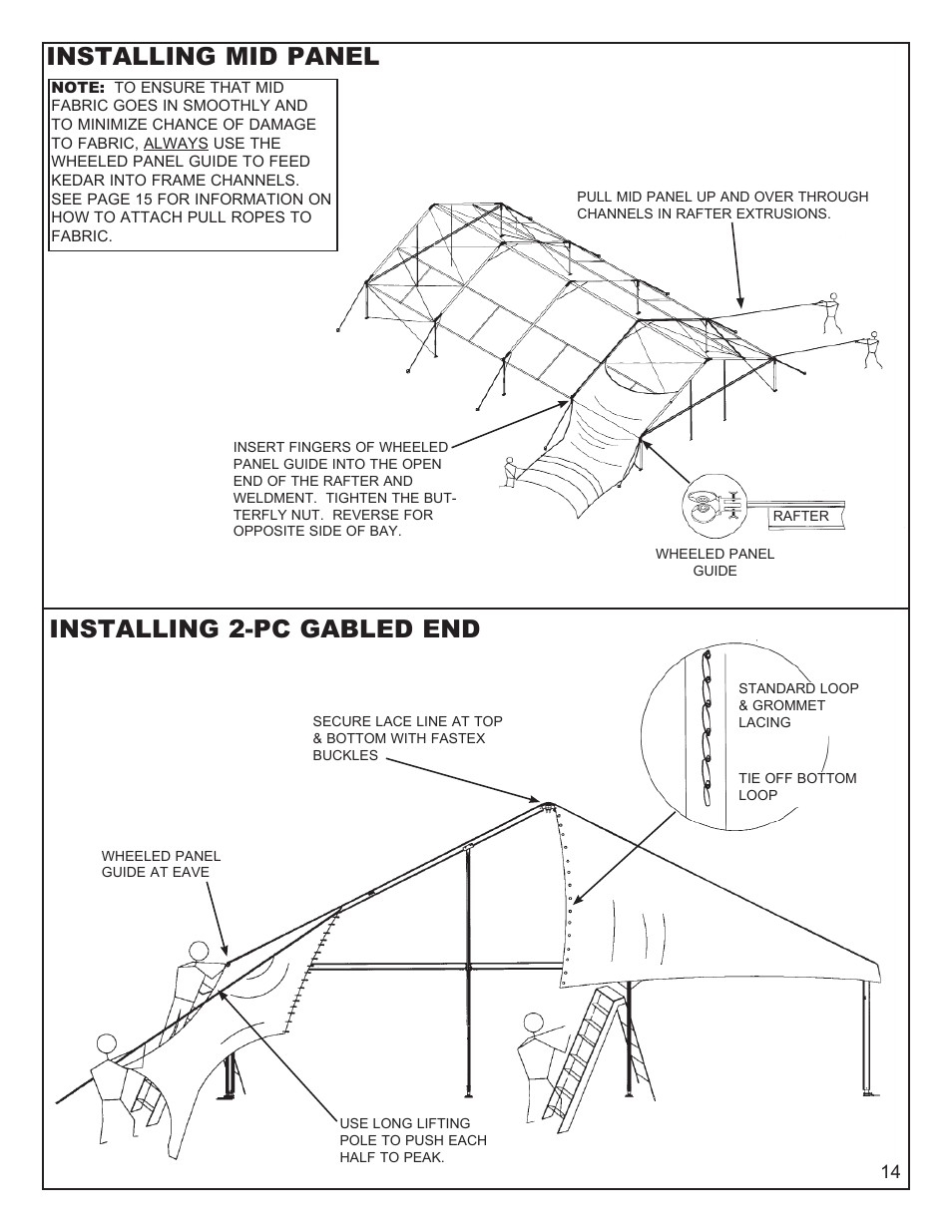 Installing mid panel, Installing 2-pc gabled end | Anchor NAVI-TRAC 40 WIDE GABLE-END User Manual | Page 14 / 21