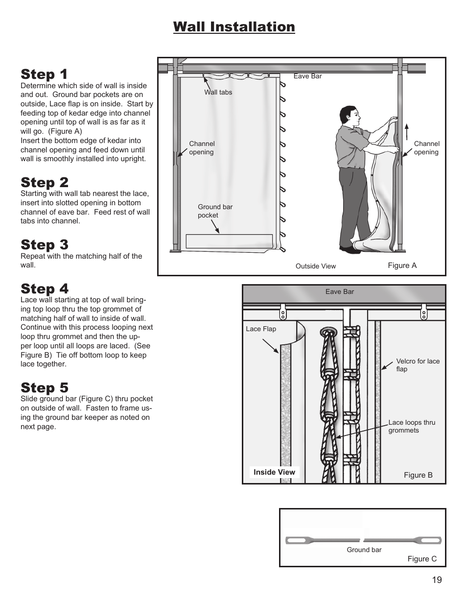 Wall installation step 1, Step 2, Step 3 | Step 4, Step 5 | Anchor NAVI-TRAC 40 WIDE GABLE-END User Manual | Page 19 / 21