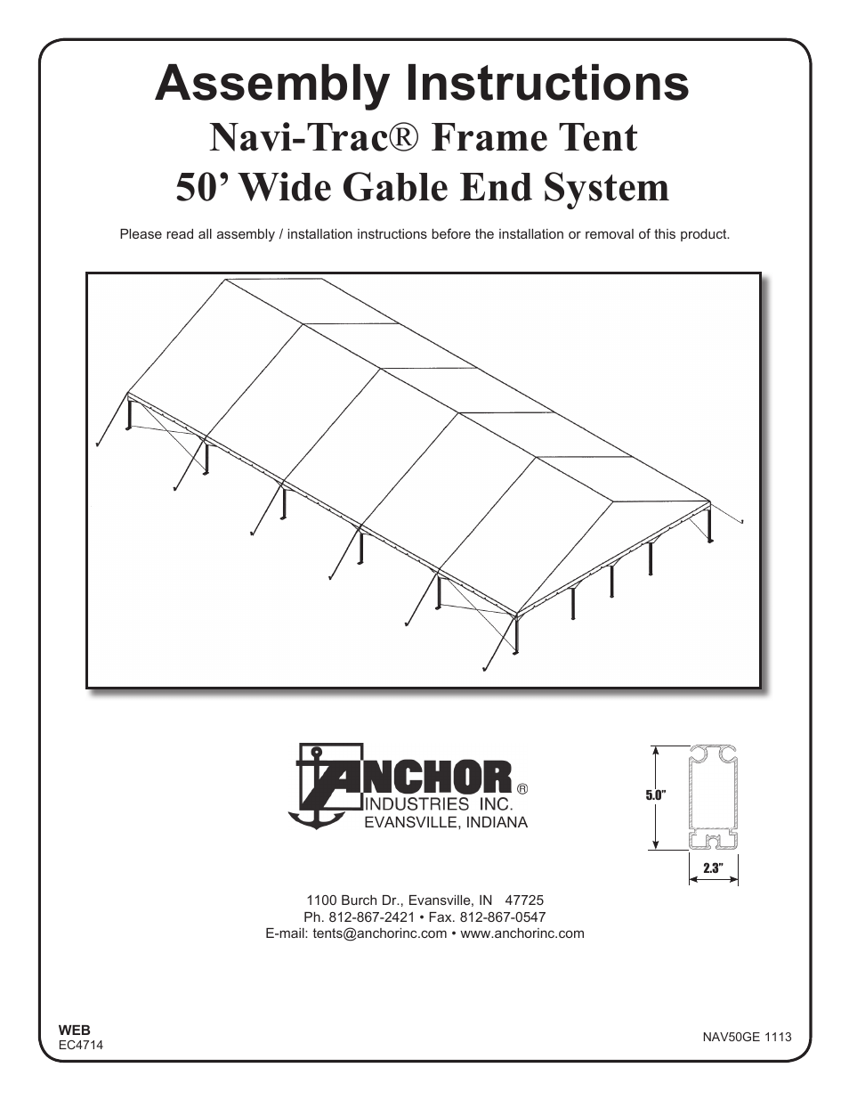 Anchor NAVI-TRAC 50 WIDE GABLE-END User Manual | 21 pages