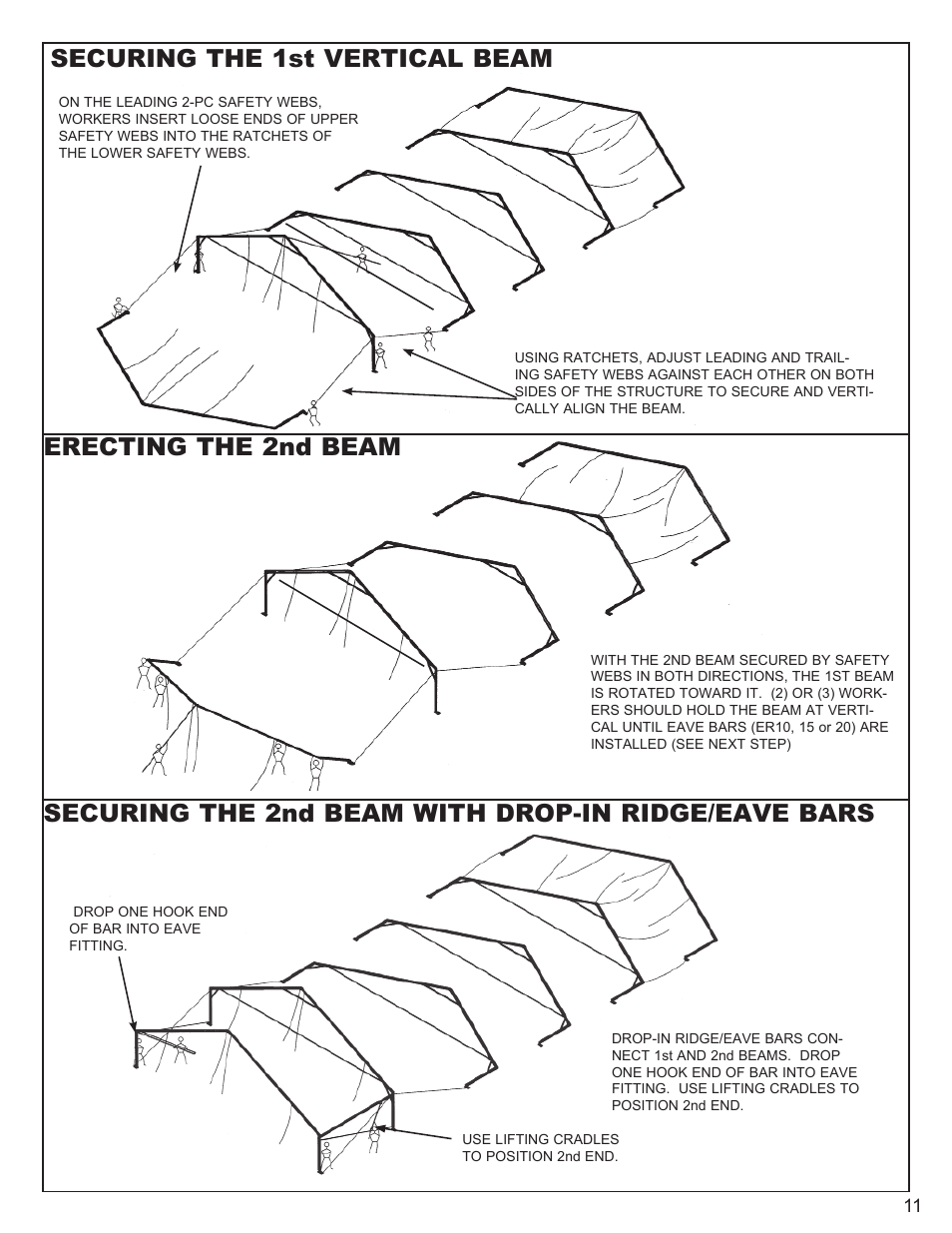 Securing the 2nd beam with drop-in ridge/eave bars | Anchor NAVI-TRAC 50 WIDE GABLE-END User Manual | Page 11 / 21