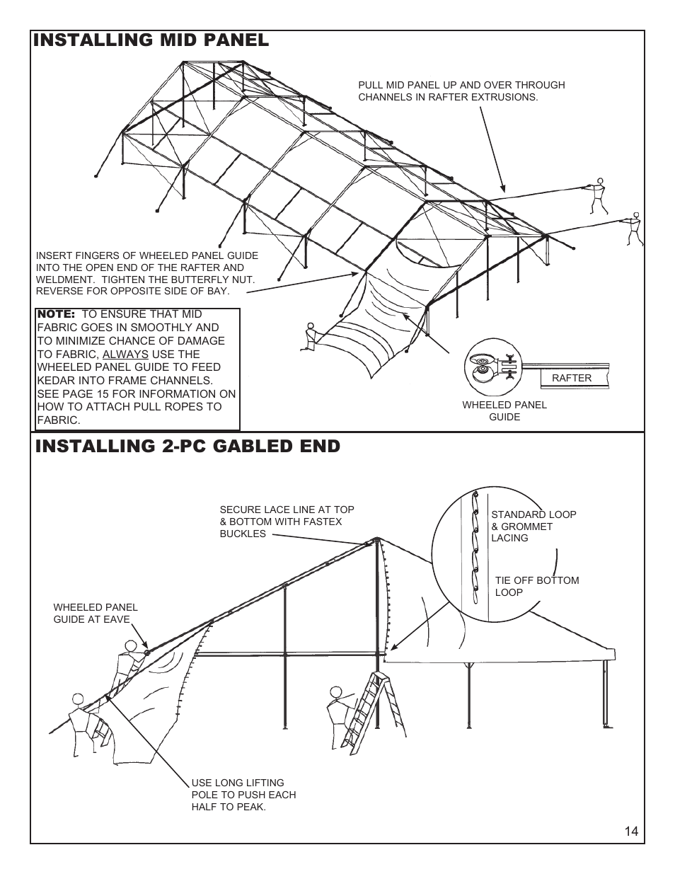Installing mid panel, Installing 2-pc gabled end | Anchor NAVI-TRAC 50 WIDE GABLE-END User Manual | Page 14 / 21