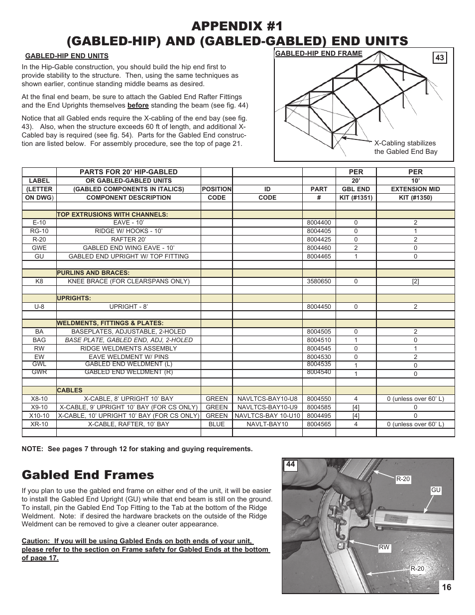 Gabled end frames | Anchor NAVI-TRAC LITE 20 WIDE User Manual | Page 16 / 21