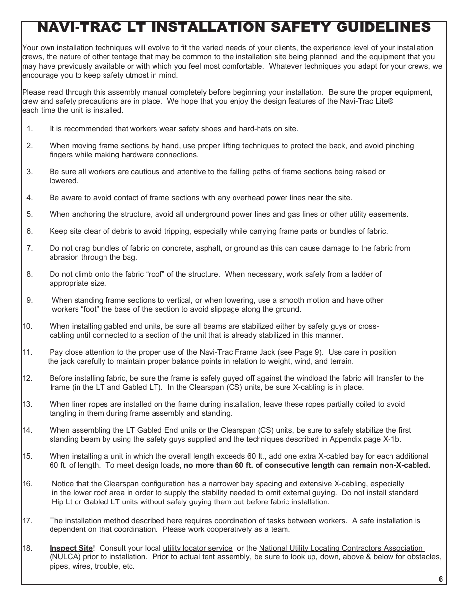 Navi-trac lt installation safety guidelines | Anchor NAVI-TRAC LITE 20 WIDE User Manual | Page 6 / 21