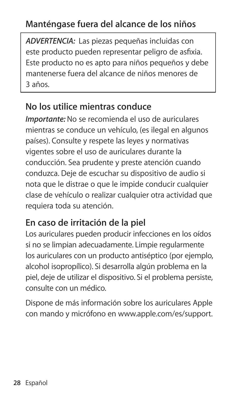 Apple Earphones with Remote and Mic User Manual | Page 28 / 36