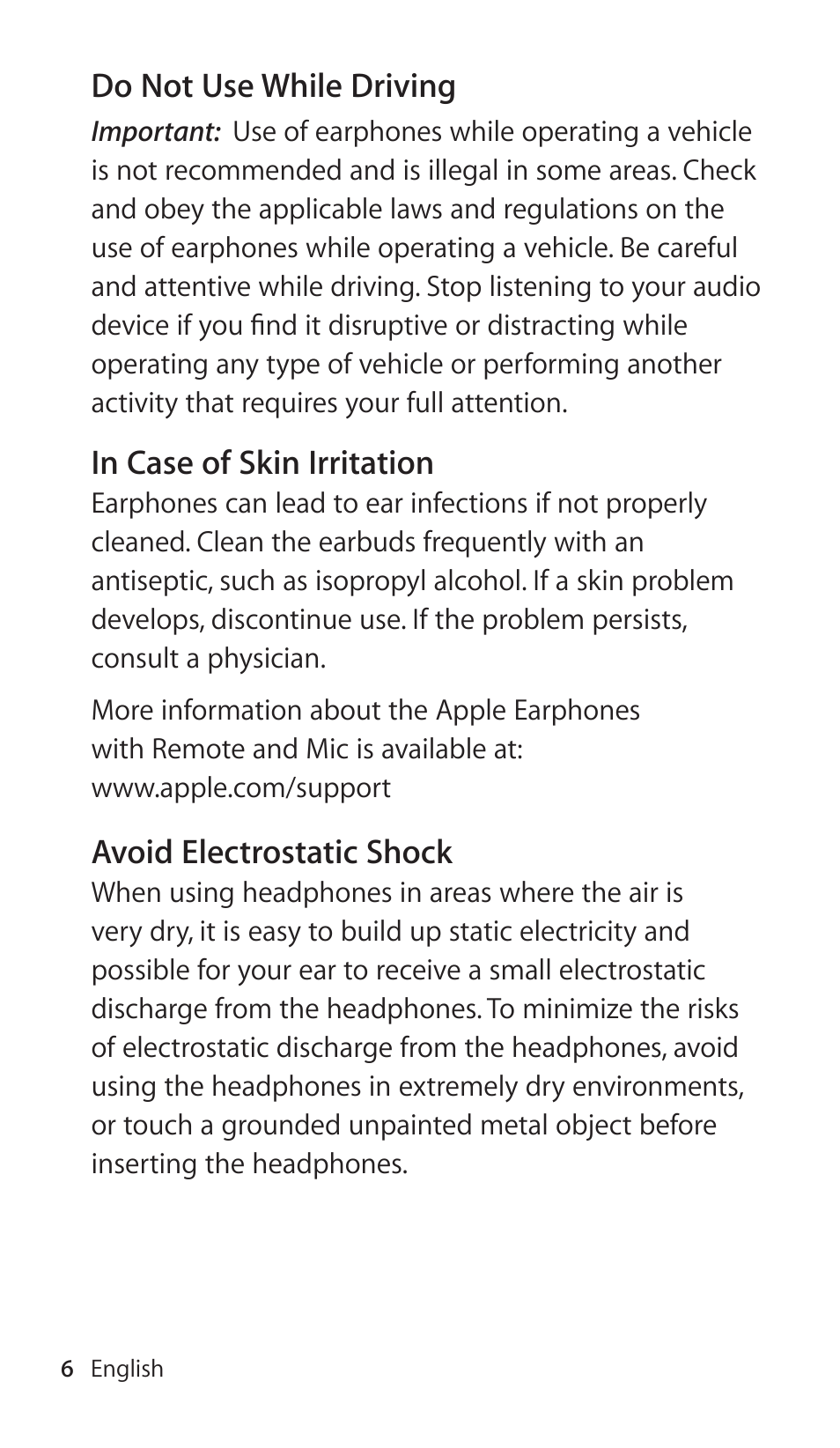 Apple Earphones with Remote and Mic User Manual | Page 6 / 36