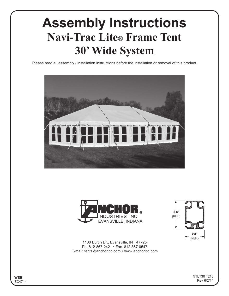 Anchor NAVI-TRAC LITE 30 WIDE User Manual | 20 pages