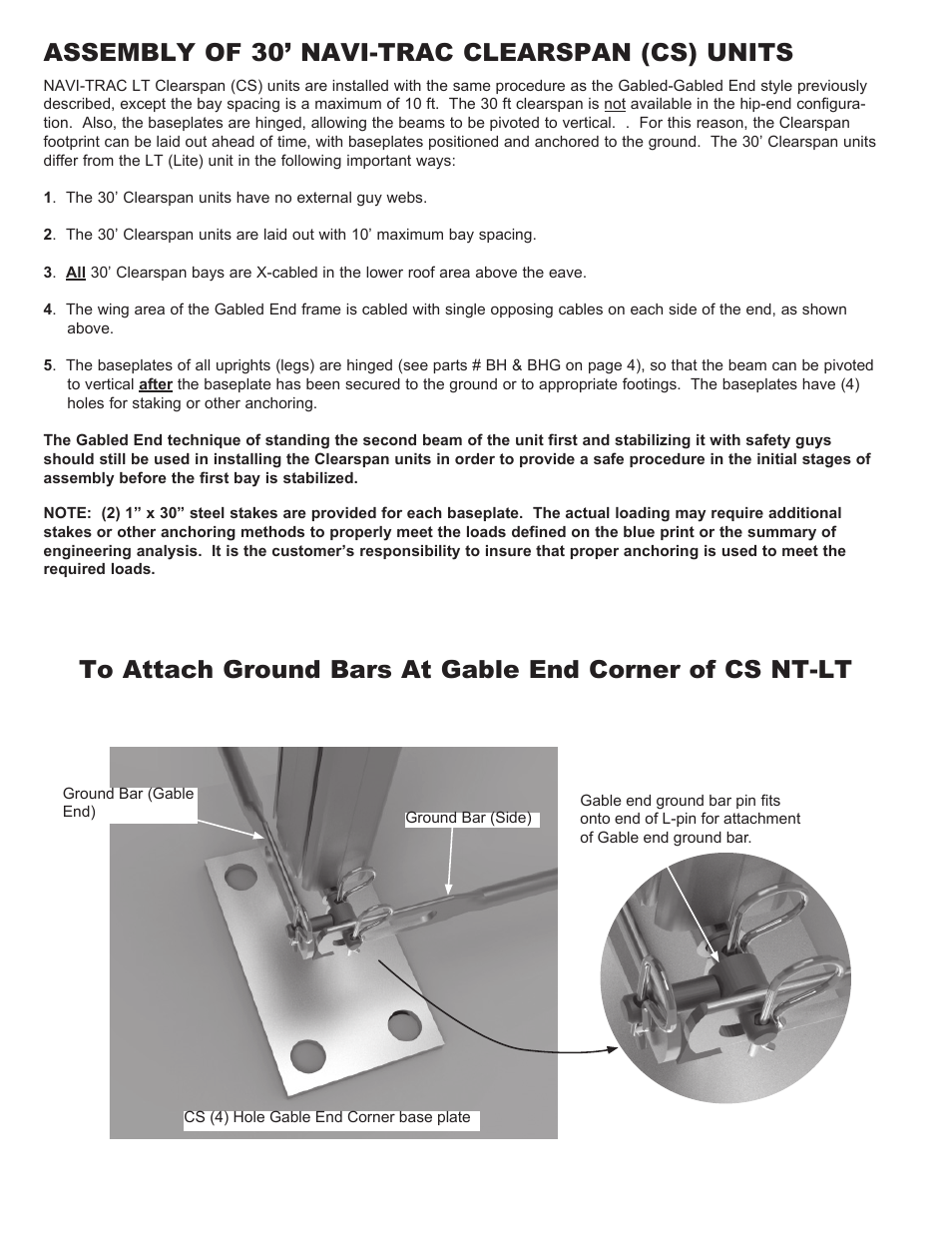 Assembly of 30’ navi-trac clearspan (cs) units | Anchor NAVI-TRAC LITE 30 WIDE User Manual | Page 19 / 20