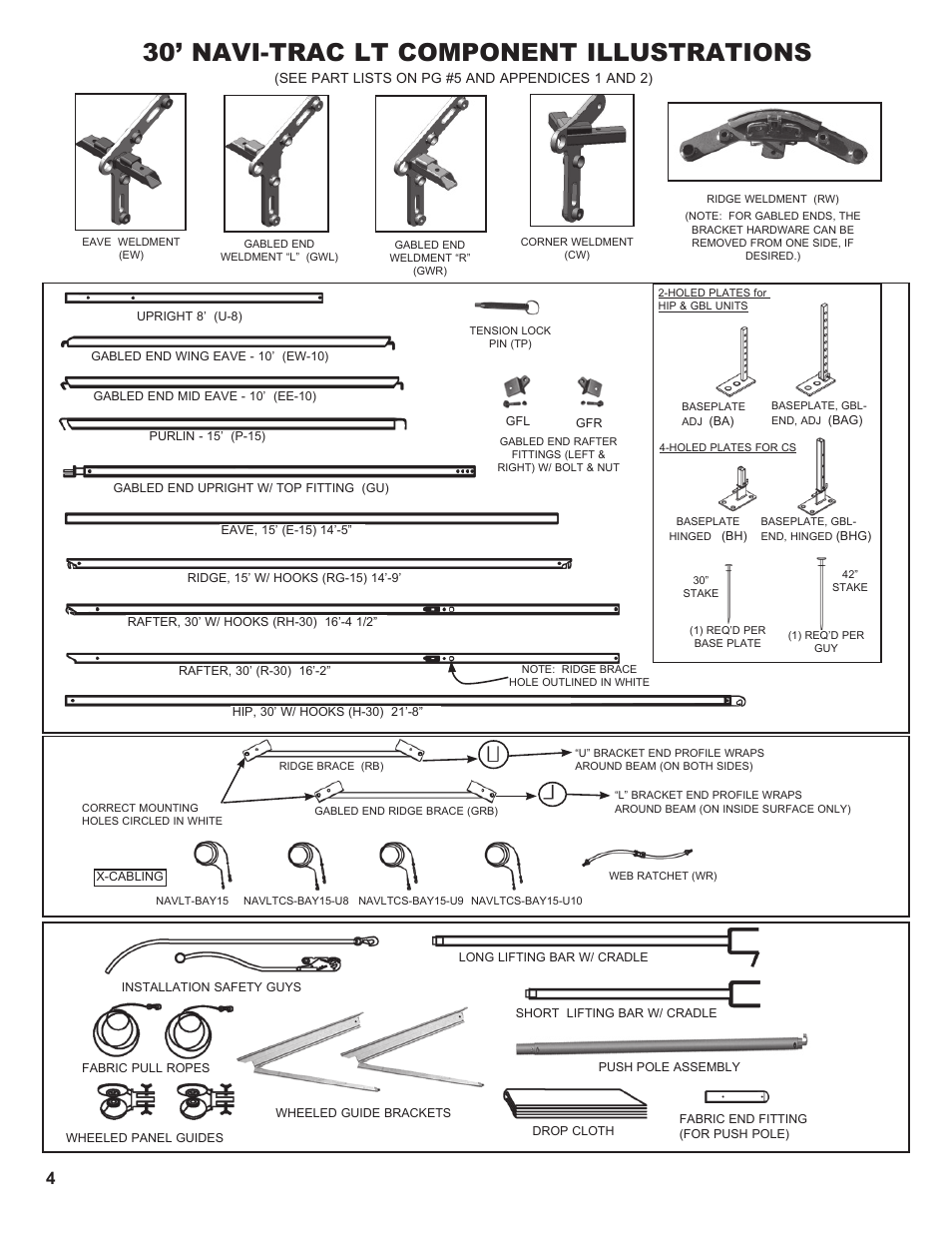 30’ navi-trac lt component illustrations | Anchor NAVI-TRAC LITE 30 WIDE User Manual | Page 4 / 20